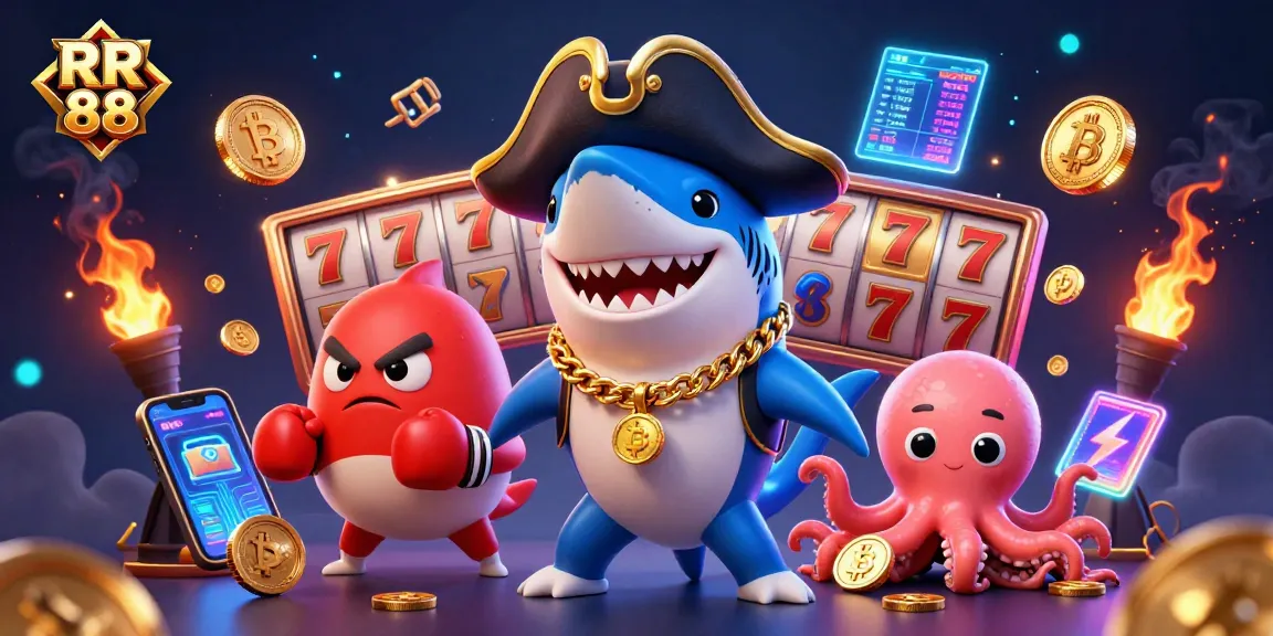 Play with RR 88 and win big at slots, featuring vibrant characters and exciting game elements.