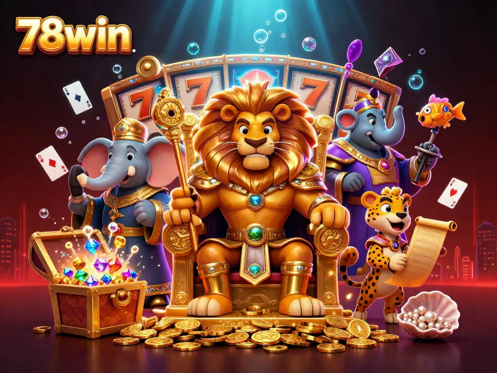 Experience thrilling gameplay at 78win com with vibrant casino elements featuring regal characters and exciting games.