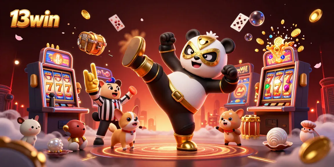 Experience thrilling slots action with 13win’s vibrant casino illustration featuring a panda!