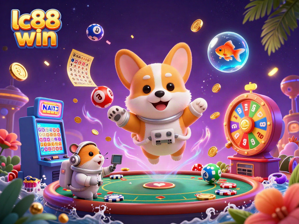 Experience the thrill of lc88 win in a vibrant 3D space casino with playful characters and dynamic game elements.