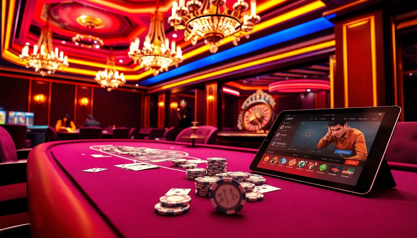 Experience the thrill of high-stakes gaming at https://jun88sr.com/ with a luxurious casino scene featuring poker, roulette, and vibrant atmosphere.