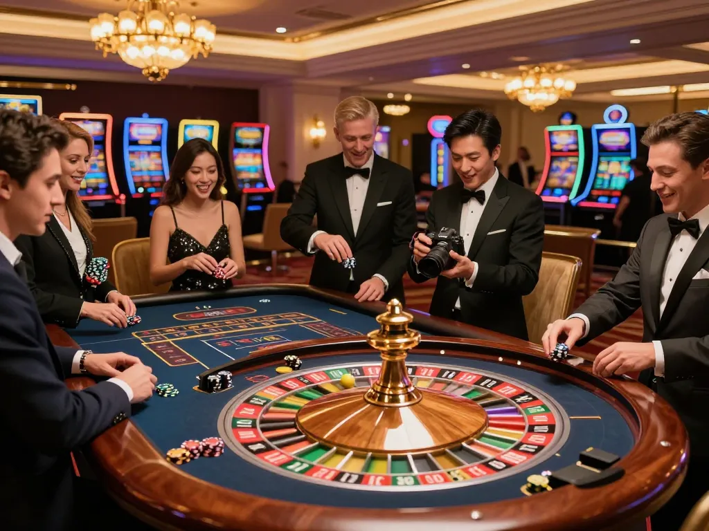 Players enjoy a thrilling moment at the roulette table in a luxury casino setting focusing on the sc88 experience.