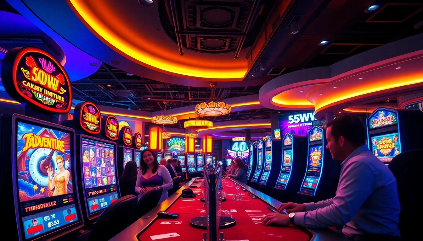 Engaged players enjoying their gaming experience at 55WW online casino with vibrant visuals.