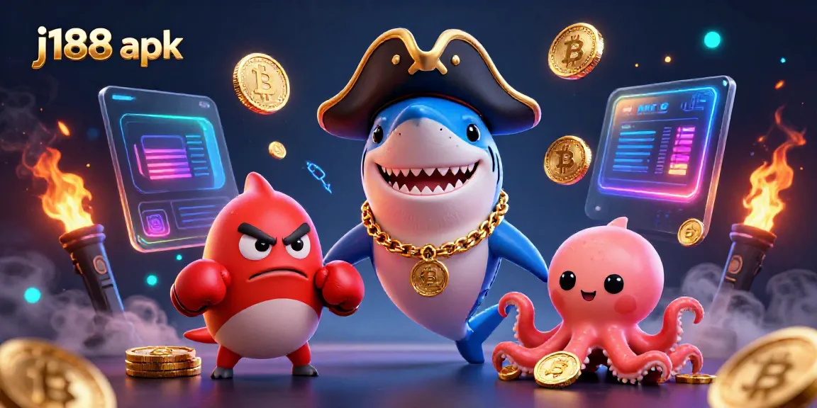 Engage in the excitement of j188 apk with vibrant cartoon characters in a thrilling casino setting.