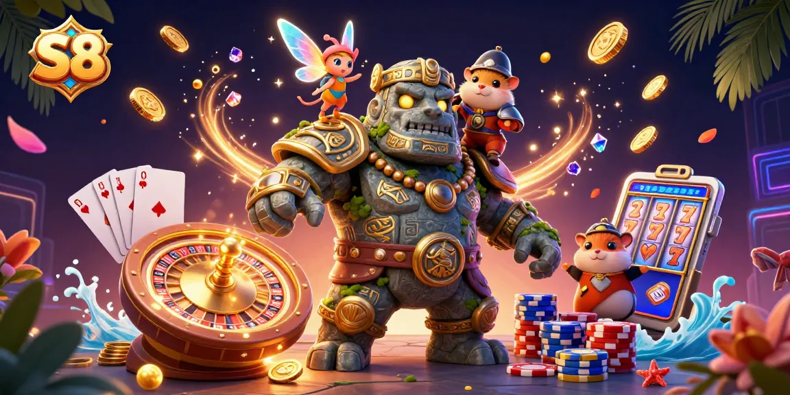 Spin the S8 roulette wheel for exciting wins in this vibrant casino scene.
