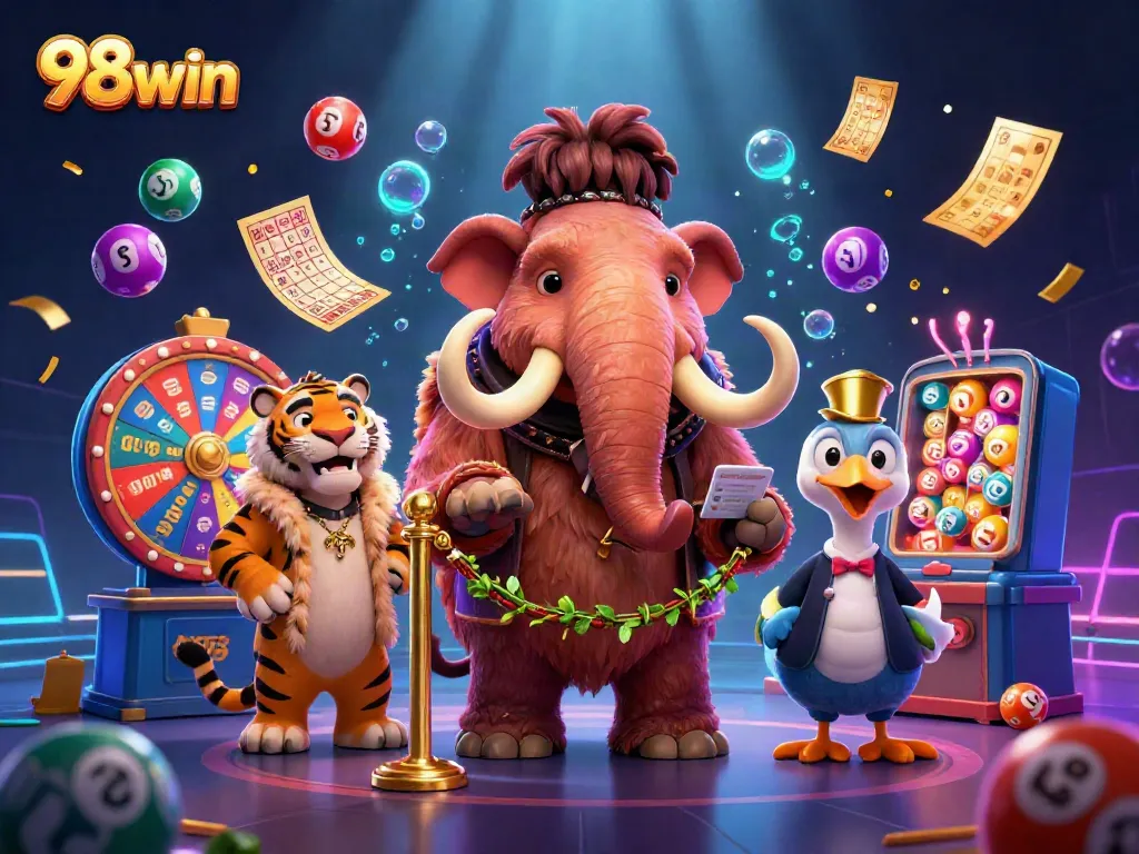 Engage with 98win's vibrant casino experience featuring dynamic characters and lively gaming elements.