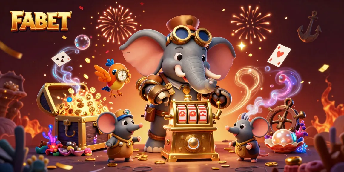 Spin and win big at FABET with a vibrant 3D steampunk casino illustration, featuring exciting game elements.