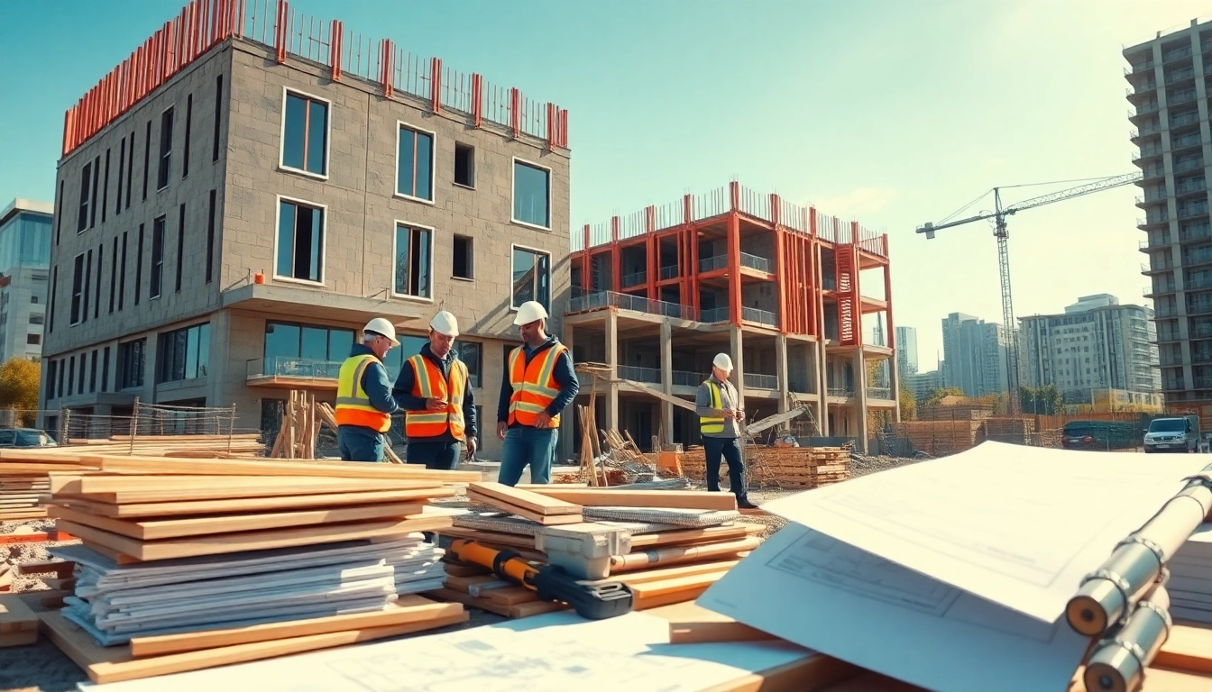 Showcasing domicile construction site with professionals collaborating on innovative designs.