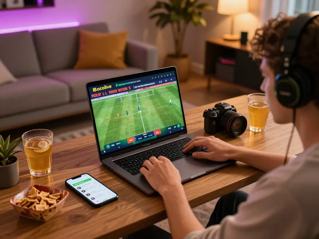 Socolive link displayed during an online sports betting session with a cozy atmosphere and engaging setup.