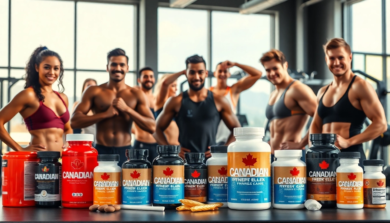 Explore Canadian anabolics showcased by fitness enthusiasts in an energizing gym environment.