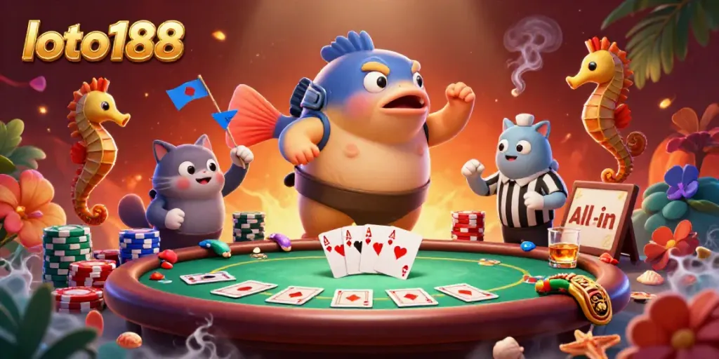 Experience lively casino action with loto188's vibrant 3D underwater scene featuring engaging characters and colorful gaming elements.