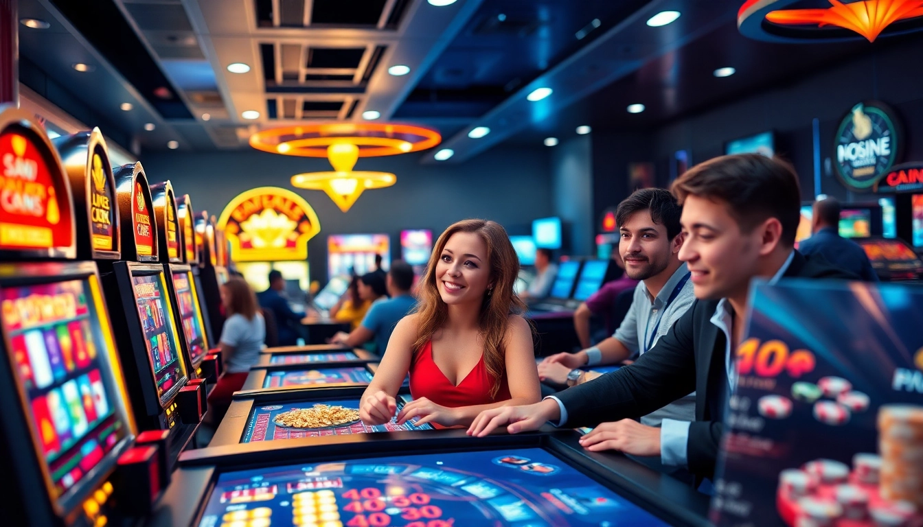Exciting online casino atmosphere at HH666 with diverse players enjoying games and jackpots.