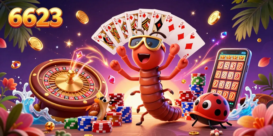 Experience thrilling gameplay at 6623 with a vibrant scene of a millipede dealer and exciting casino elements.