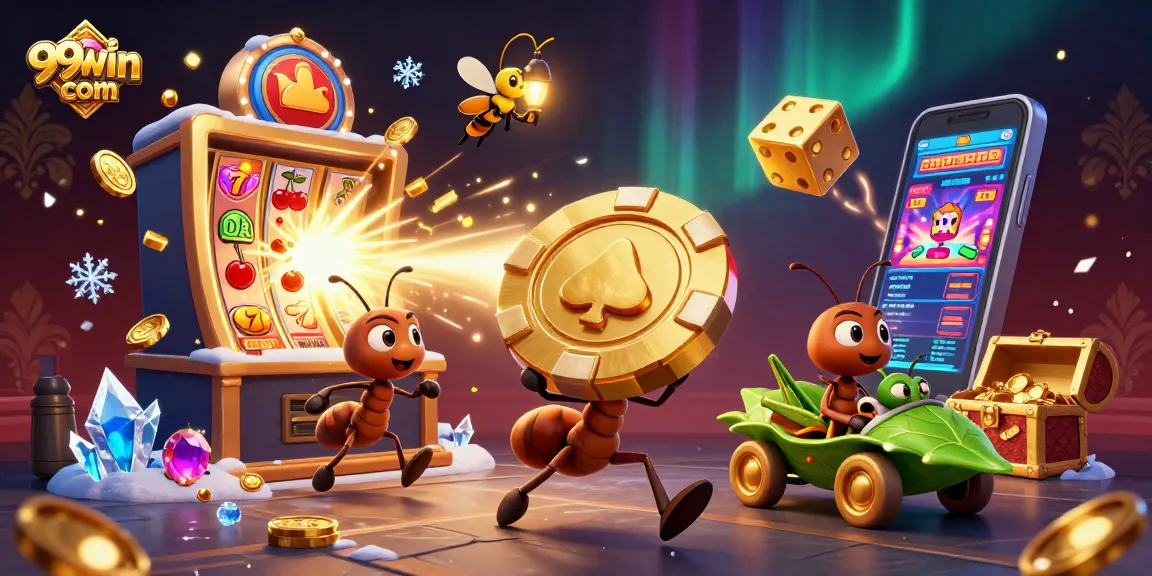 Engage with the vibrant world of 99win com, featuring animated characters in a dynamic casino heist scene.