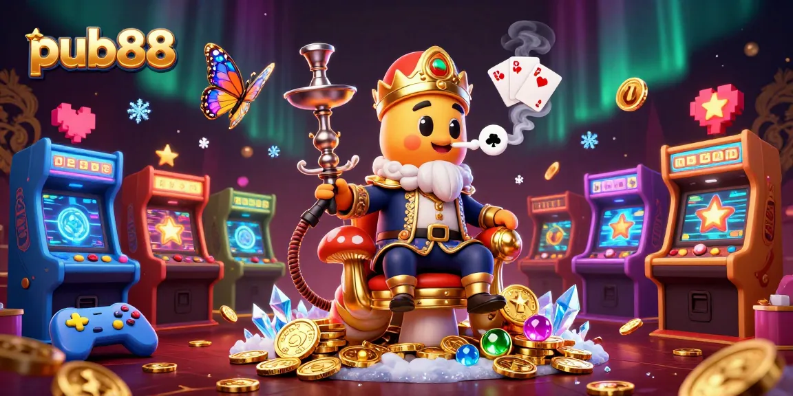 Experience the excitement of pub88 with a vibrant, detailed casino illustration showcasing colorful gaming elements.