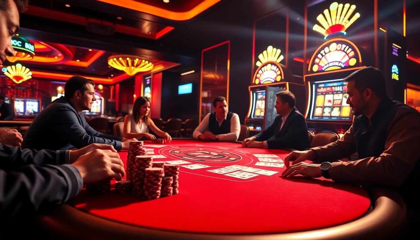 Players thrill at a TG 88 casino table showcasing vibrant poker chips and an engaging blackjack game.