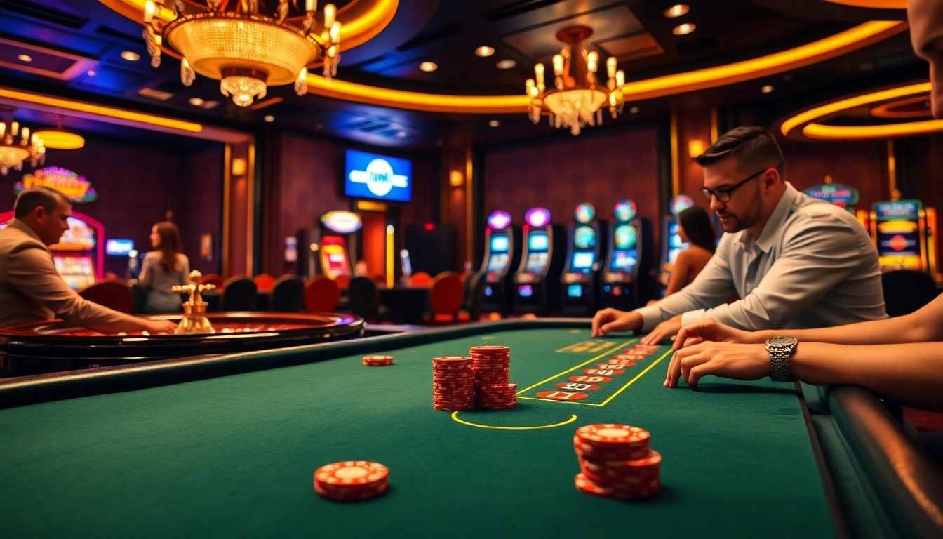 Experience the thrill of C168-themed casino gaming with vibrant tables and excited players.