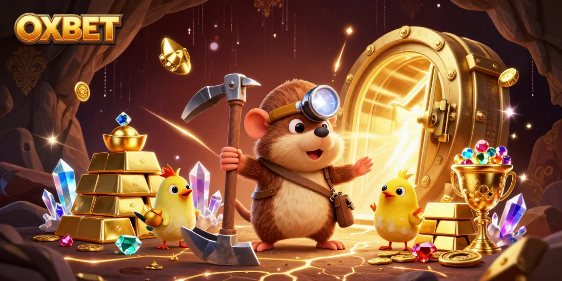 OXBET showcases a vibrant treasure hunt scene full of gems and gold amidst electrifying animations.