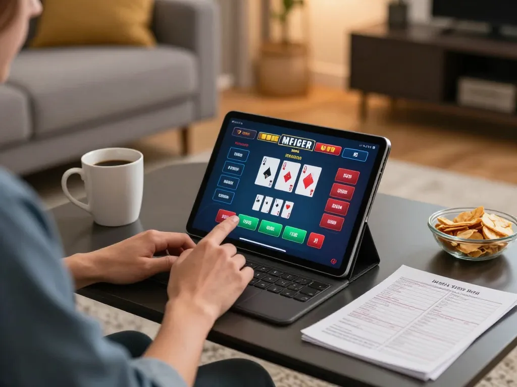 Engaging poker game experience at home with NHÀ CÁI DABET betting interface displayed