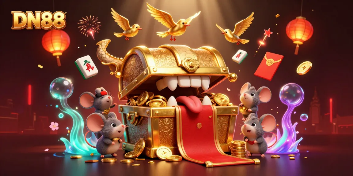 Engage with the DN88 golden treasure chest lure as adventure mice explore rich casino rewards.