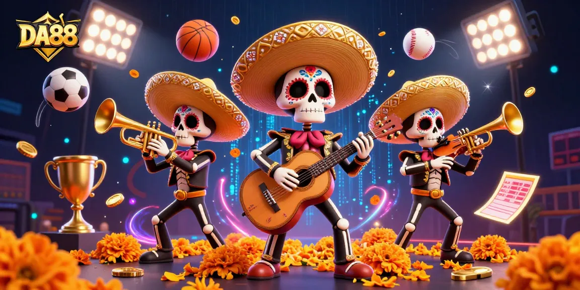 DA88 showcases dynamic sports betting with mariachis and vibrant sports elements