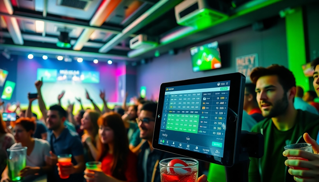 Live betting scene showcasing keonhacai sports odds in a vibrant lounge.
