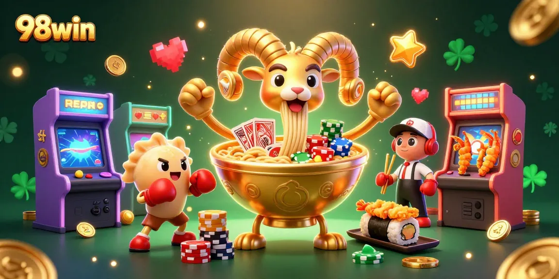 Experience exciting gaming at 98win with dynamic 3D casino characters and vibrant elements.