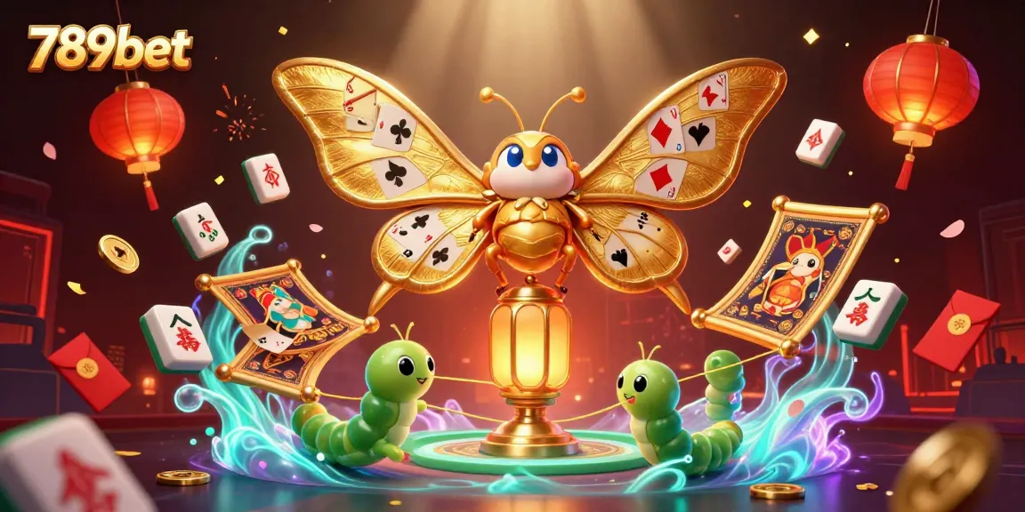 Bet on exciting games at 789bet, featuring stunning visuals of a golden moth and vibrant casino elements.