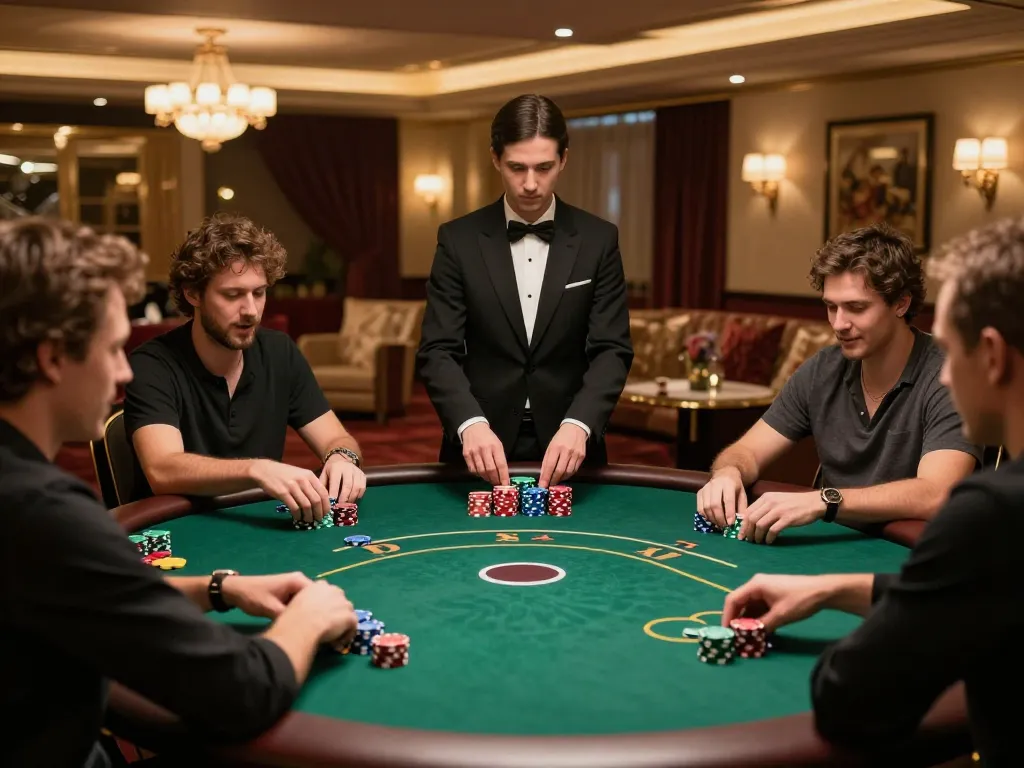 Players immersed in an intense poker game at okfunb, showcasing competitive gameplay and luxury atmosphere.