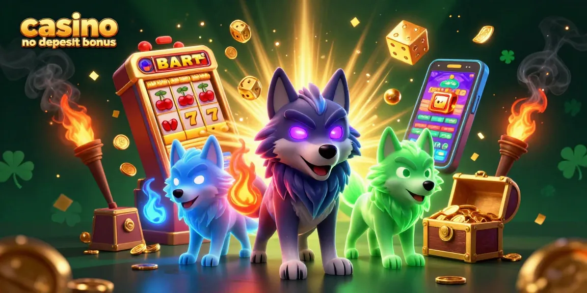 Engage in the casino no deposit bonus thrill with a vibrant illustration showcasing free spins and jackpots.