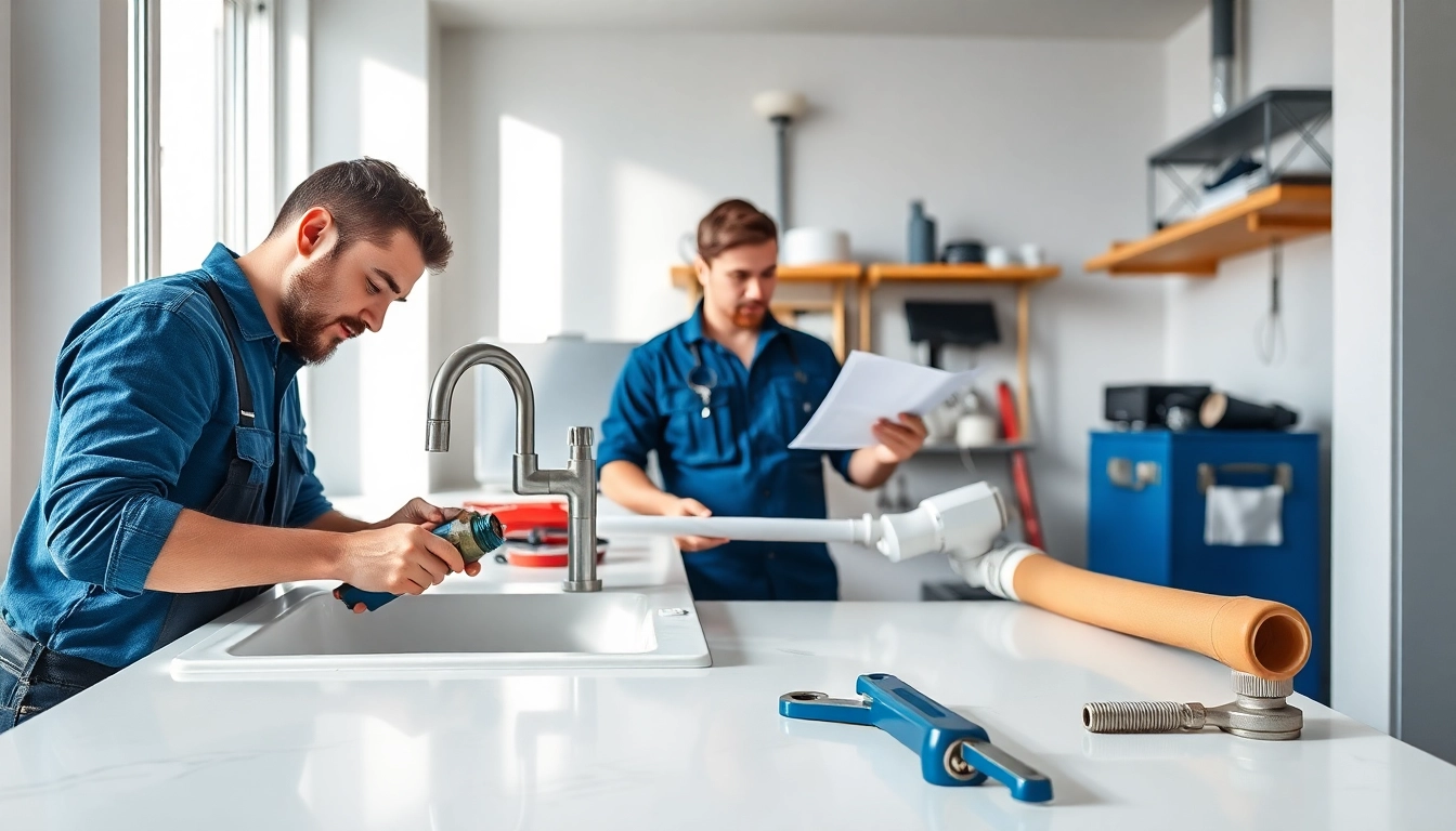 Toronto licensed plumbers effectively repairing plumbing issues in a modern home setting.