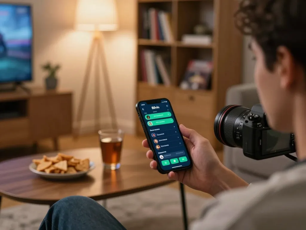 A user engaging with the 88vin app on a smartphone in a cozy home setting, demonstrating fun and responsible gaming.