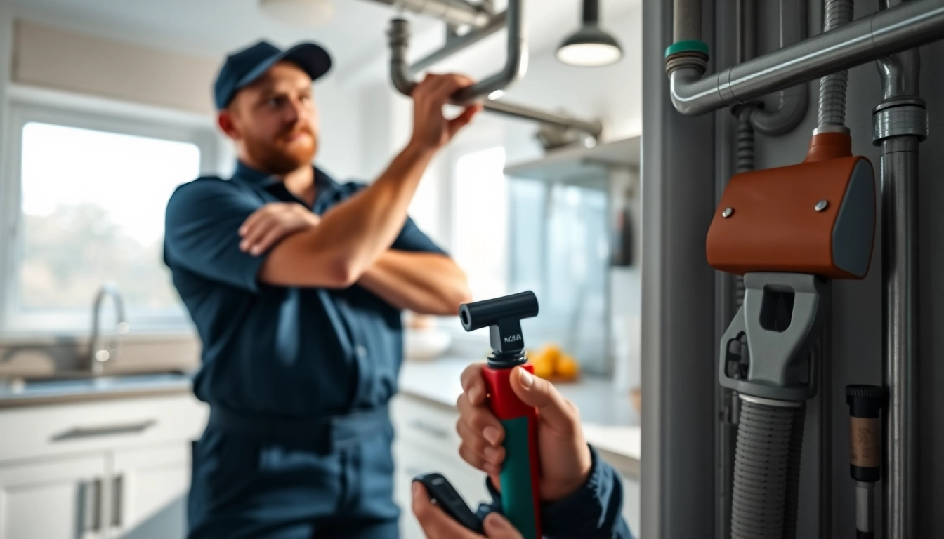 Professional plumbing work in action, showcasing north shore plumbing solutions in a modern home.