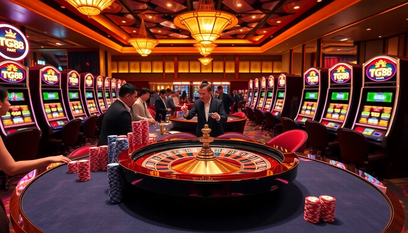 Experience thrilling bets and winning strategies at TG 88's luxurious casino gaming table with vibrant colors and excitement.