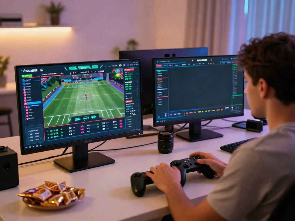 Player engaging with Man88 online betting platform in a modern workspace.