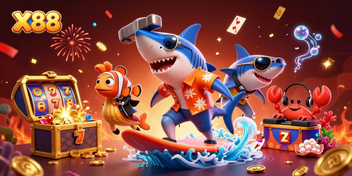 X88 offers thrilling casino excitement with vibrant characters and action-filled slot game elements.