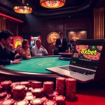 8xbet players enjoying an exciting poker game at a luxurious casino table.