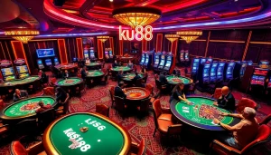 Experience the excitement at ku88 casino with vibrant gaming tables and luxury decor.