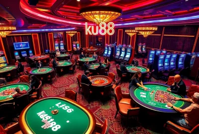 Experience the excitement at ku88 casino with vibrant gaming tables and luxury decor.