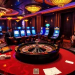 Exciting gameplay at Zing88.design featuring a vibrant casino atmosphere with roulette and slot machines.