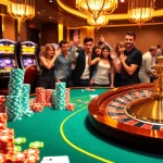 U888 casino players enjoying a thrilling game at a vibrant, luxury table.